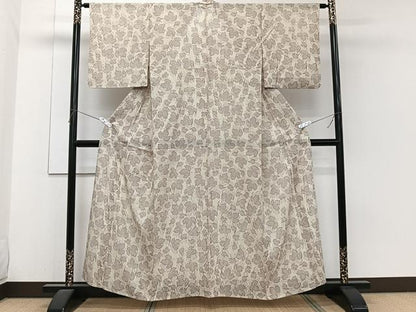 平和屋着物＊夏物　小紋　絽　葉尽くし　正絹　逸品　CABH5584xi