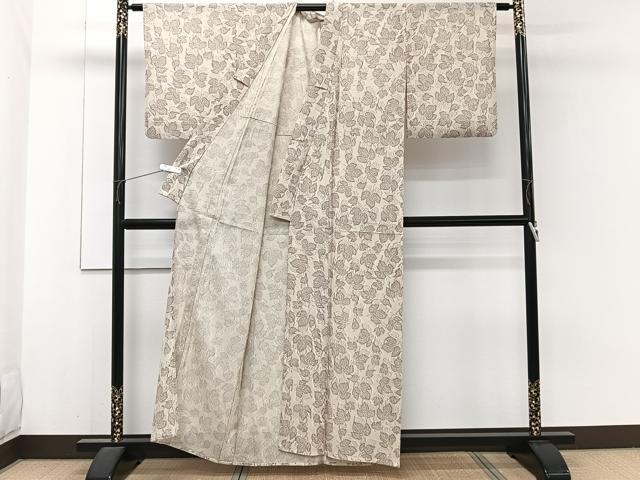 平和屋着物＊夏物　小紋　絽　葉尽くし　正絹　逸品　CABH5584xi