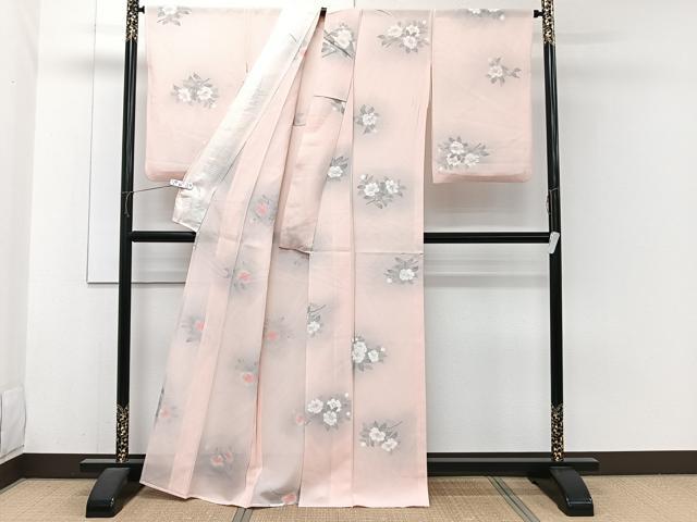 平和屋着物＊夏物　小紋　絽　草花文　正絹　逸品　CABH5585xi