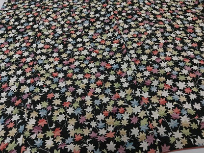 平和屋着物■上質な小紋　楓文　黒地　正絹　逸品　CABH5588xi
