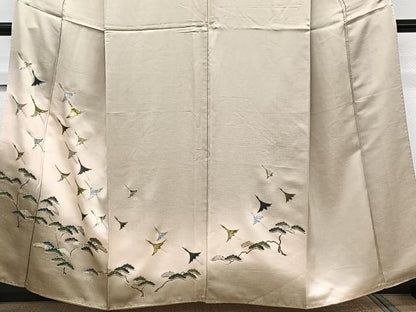 平和屋着物■訪問着　鶴松文　暈し染め　金銀彩　正絹　逸品　CABH5590xi