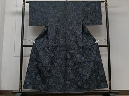 平和屋着物■上質な紬　草花文　正絹　逸品　CABH5594xi