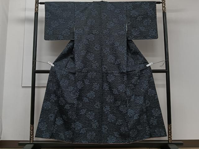平和屋着物■上質な紬　草花文　正絹　逸品　CABH5594xi