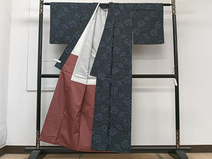 平和屋着物■上質な紬　草花文　正絹　逸品　CABH5594xi
