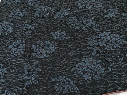 平和屋着物■上質な紬　草花文　正絹　逸品　CABH5594xi