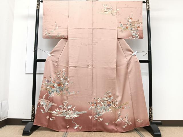 平和屋着物■訪問着　駒刺繍　絵霞松竹梅花文　金彩　正絹　逸品　CABH5595xi