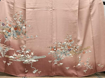 平和屋着物■訪問着　駒刺繍　絵霞松竹梅花文　金彩　正絹　逸品　CABH5595xi