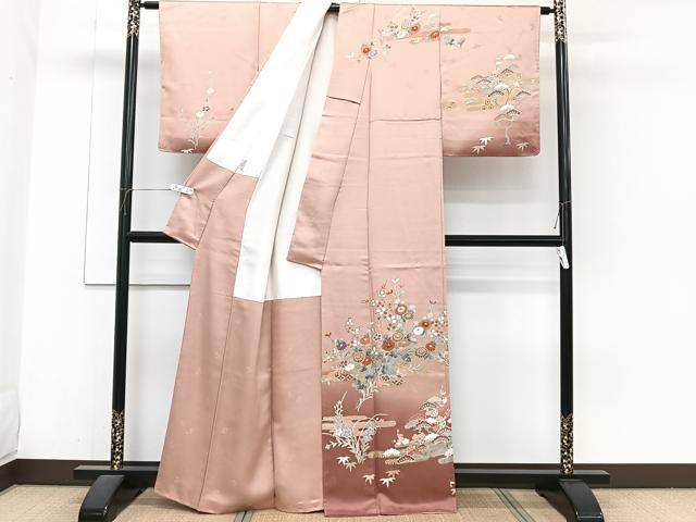 平和屋着物■訪問着　駒刺繍　絵霞松竹梅花文　金彩　正絹　逸品　CABH5595xi