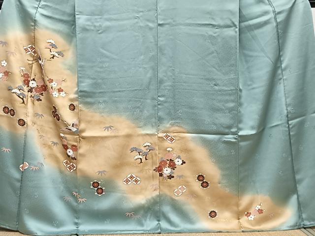 平和屋着物■訪問着　道長鶴亀甲花文　松竹梅　暈し染め　金彩　正絹　逸品　CABH5597xi