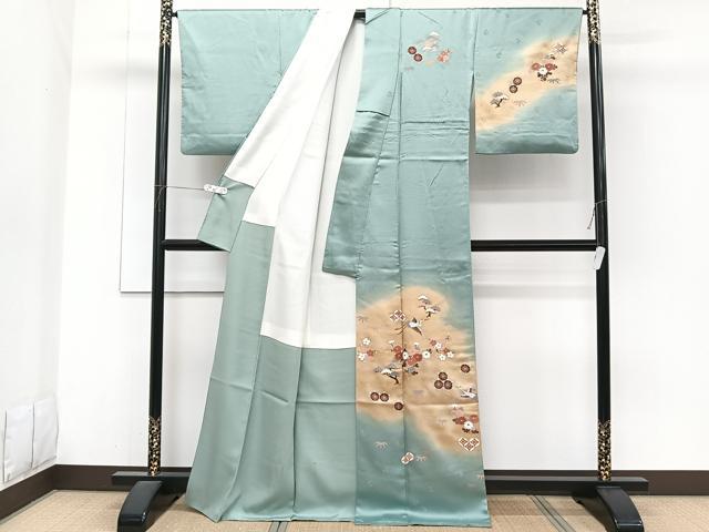 平和屋着物■訪問着　道長鶴亀甲花文　松竹梅　暈し染め　金彩　正絹　逸品　CABH5597xi
