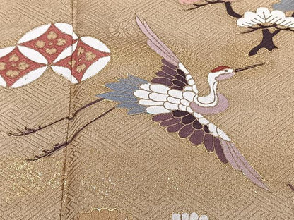 平和屋着物■訪問着　道長鶴亀甲花文　松竹梅　暈し染め　金彩　正絹　逸品　CABH5597xi