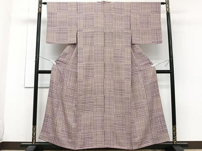 平和屋着物■上質な小紋　格子　正絹　逸品　CABH5598xi