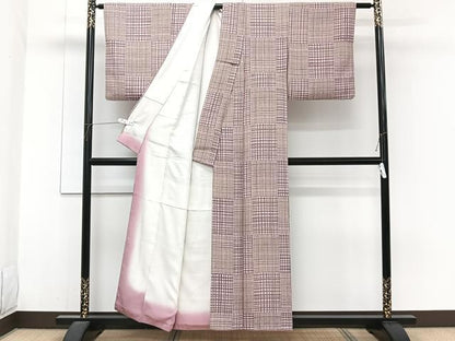 平和屋着物■上質な小紋　格子　正絹　逸品　CABH5598xi