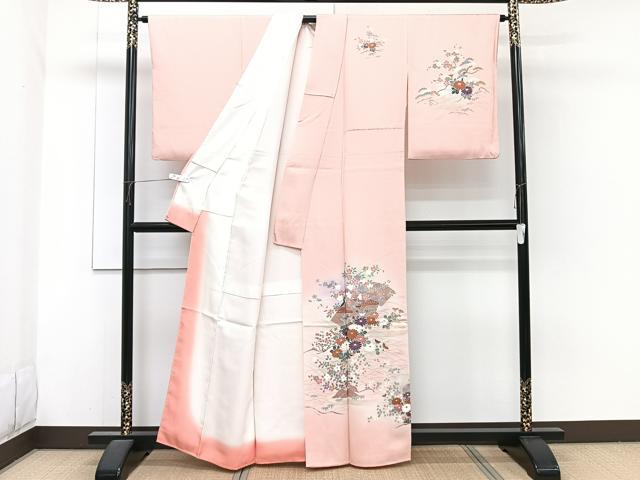 平和屋着物■訪問着　地紙草花文　暈し染め　正絹　逸品　CABH5599xi