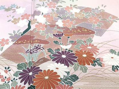 平和屋着物■訪問着　地紙草花文　暈し染め　正絹　逸品　CABH5599xi