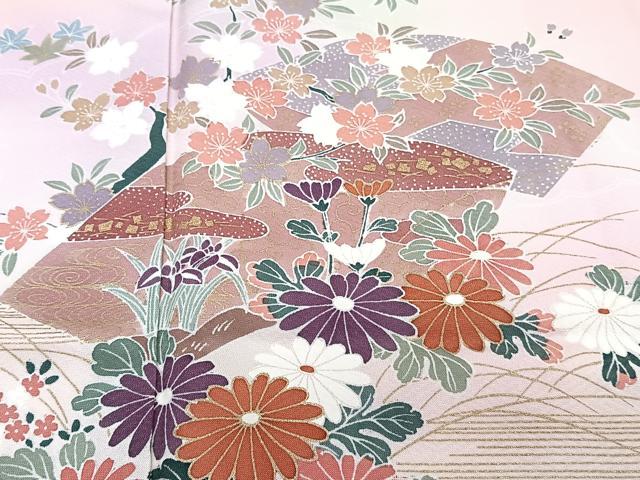 平和屋着物■訪問着　地紙草花文　暈し染め　正絹　逸品　CABH5599xi