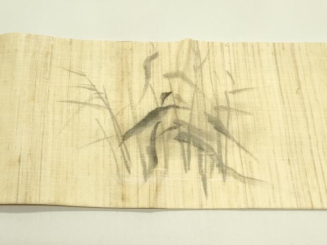 平和屋着物＊夏物　九寸名古屋帯　手描き　白鷺　麻　逸品　CABH5603rv