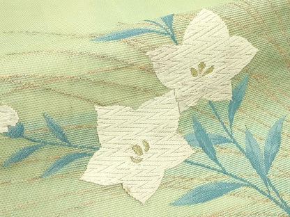 平和屋着物＊夏物　九寸名古屋帯　唐織　桔梗　金糸　正絹　逸品　未使用　CABH5604rv