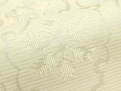 平和屋着物＊夏物　西陣　川島織物　九寸名古屋帯　雪の結晶　銀糸　正絹　逸品　CABH5605rv
