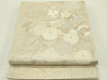 平和屋着物＊夏物 六通柄袋帯 秋草文 銀糸 正絹 逸品 未使用 CABH5607rv