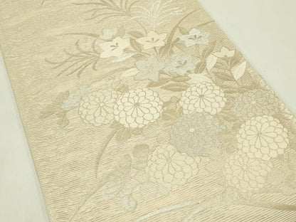 平和屋着物＊夏物 六通柄袋帯 秋草文 銀糸 正絹 逸品 未使用 CABH5607rv