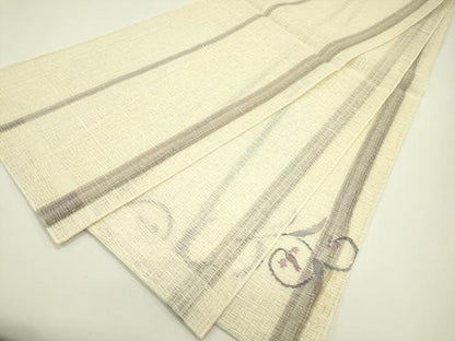 平和屋着物＊夏物 太鼓柄袋帯 櫛織 草花間道 金銀糸 正絹 逸品 未使用 CABH5609rv
