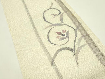 平和屋着物＊夏物 太鼓柄袋帯 櫛織 草花間道 金銀糸 正絹 逸品 未使用 CABH5609rv