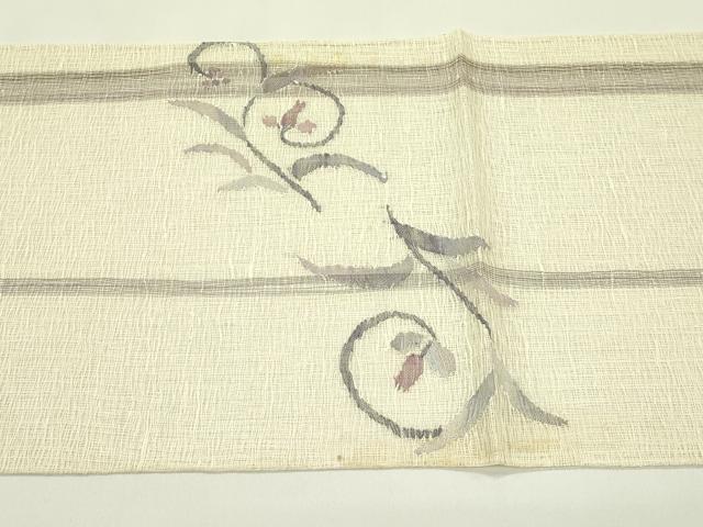 平和屋着物＊夏物 太鼓柄袋帯 櫛織 草花間道 金銀糸 正絹 逸品 未使用 CABH5609rv