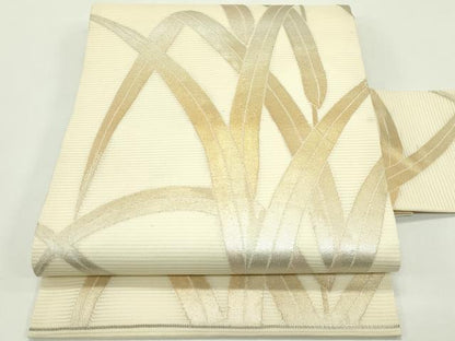 平和屋着物＊夏物　九寸名古屋帯　草木文　金銀糸　正絹　逸品　未使用　CABH5611rv