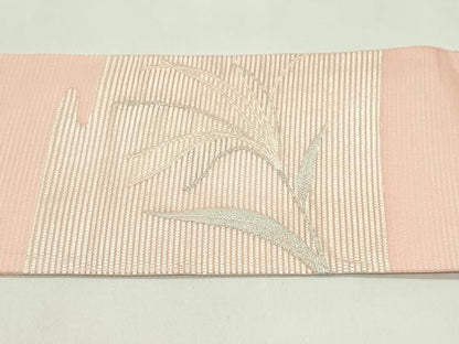 平和屋着物＊夏物　九寸名古屋帯　すすき　銀糸　正絹　逸品　CABH5612rv
