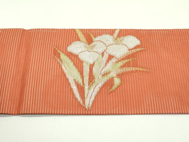 平和屋着物＊夏物　九寸名古屋帯　杜若　金銀糸　正絹　逸品　未使用　CABH5613rv