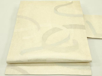 平和屋着物＊夏物　九寸名古屋帯　抽象文　銀糸　正絹　逸品　未使用　CABH5615rv