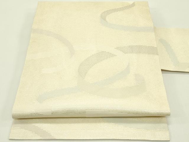 平和屋着物＊夏物　九寸名古屋帯　抽象文　銀糸　正絹　逸品　未使用　CABH5615rv