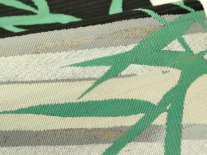 平和屋着物＊夏物　八寸名古屋帯　絽綴れ　筏文　黒地　金銀糸　三越扱い　正絹　逸品　CABH5626rv