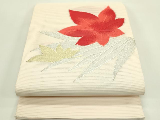 平和屋着物＊夏物　八寸名古屋帯　絽綴れ　楓　金銀糸　未使用　CABH5630rv