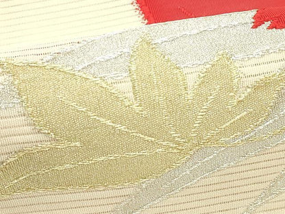 平和屋着物＊夏物　八寸名古屋帯　絽綴れ　楓　金銀糸　未使用　CABH5630rv