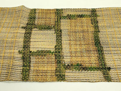 平和屋着物＊夏物　八寸名古屋帯　格子柄　正絹　逸品　CABH5635rv