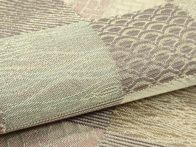 平和屋着物＊夏物 六通柄袋帯 市松吉祥文 金銀糸 正絹 逸品 未使用 CABH5643rv