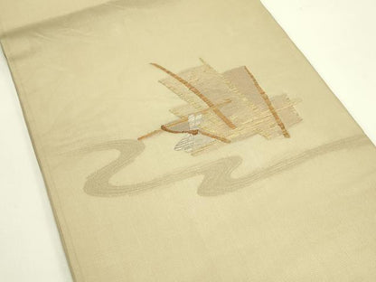 平和屋着物＊夏物　九寸開き名古屋帯　トンボ　金糸　正絹　逸品　CABH5649rv