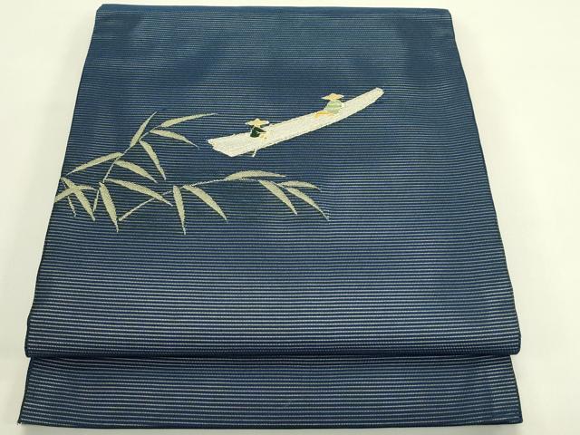 平和屋着物＊夏物　九寸開き名古屋帯　川下り　笹　銀糸　正絹　逸品　CABH5650rv