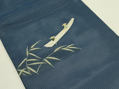 平和屋着物＊夏物　九寸開き名古屋帯　川下り　笹　銀糸　正絹　逸品　CABH5650rv