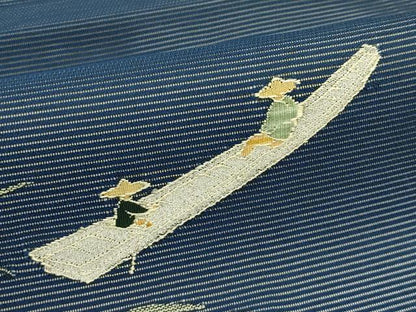 平和屋着物＊夏物　九寸開き名古屋帯　川下り　笹　銀糸　正絹　逸品　CABH5650rv