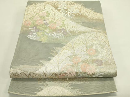 平和屋着物＊夏物 六通柄袋帯 草花文 金銀糸 正絹 逸品 未使用 CABH5656rv