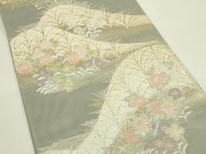 平和屋着物＊夏物 六通柄袋帯 草花文 金銀糸 正絹 逸品 未使用 CABH5656rv