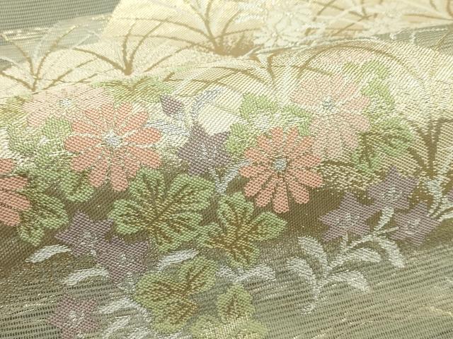 平和屋着物＊夏物 六通柄袋帯 草花文 金銀糸 正絹 逸品 未使用 CABH5656rv