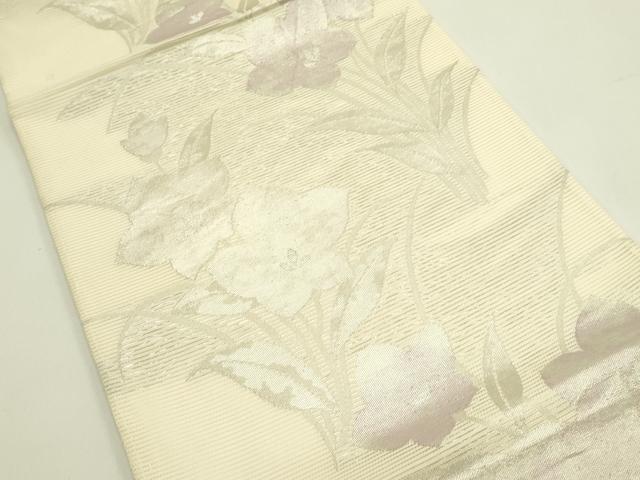 平和屋着物＊夏物 六通柄袋帯 桔梗 銀糸 正絹 逸品 CABH5657rv