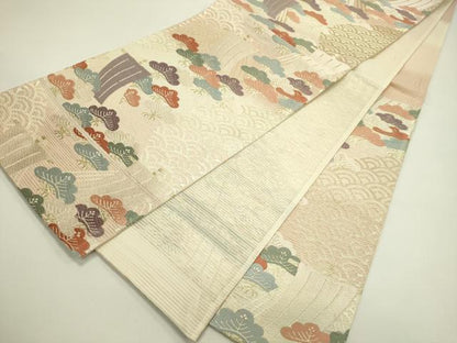 平和屋着物＊夏物 六通柄袋帯 唐織 帆掛け船 松 金糸 正絹 逸品 CABH5659rv