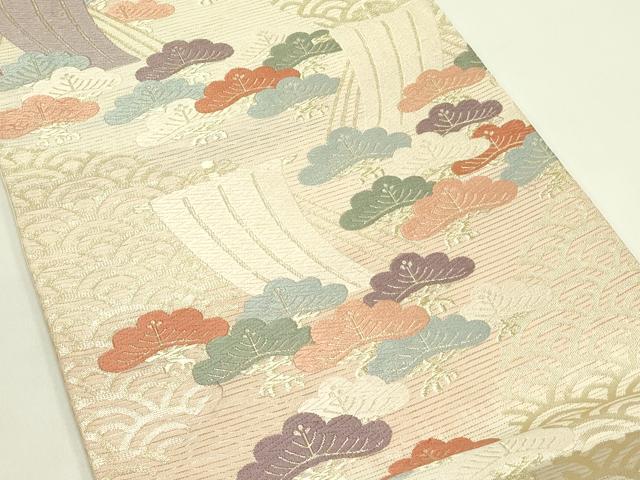平和屋着物＊夏物 六通柄袋帯 唐織 帆掛け船 松 金糸 正絹 逸品 CABH5659rv
