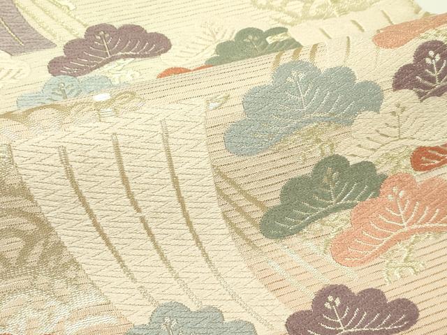 平和屋着物＊夏物 六通柄袋帯 唐織 帆掛け船 松 金糸 正絹 逸品 CABH5659rv