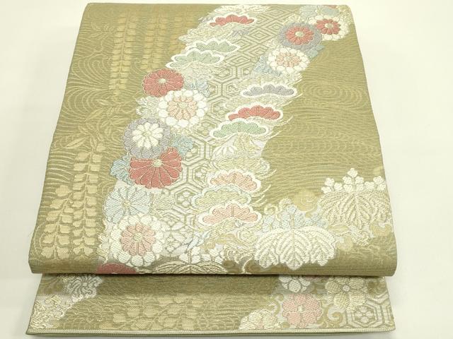 平和屋着物＊夏物 六通柄袋帯 唐織 草花文 金糸 正絹 逸品 CABH5660rv